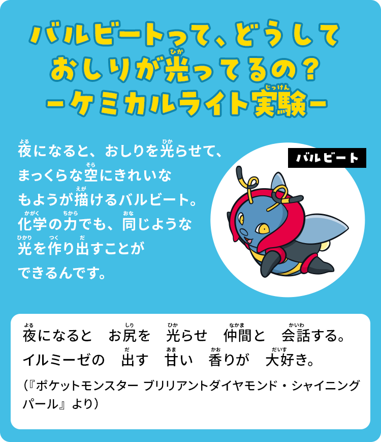 バルビートって、どうしておしりが光ってるの？－ケミカルライト実験－