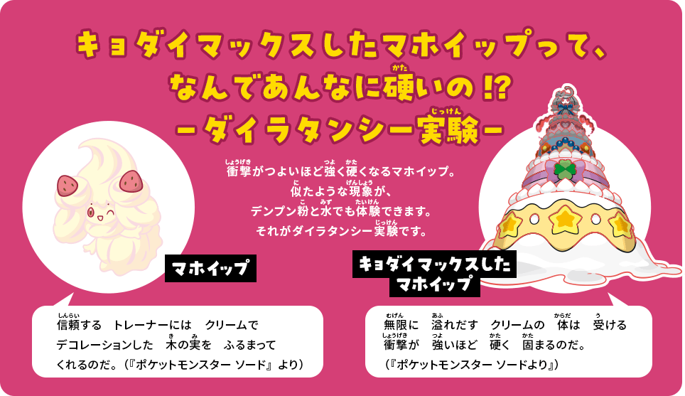 キョダイマックスしたマホイップって、なんであんなに硬いの!?－ダイラタンシー実験－