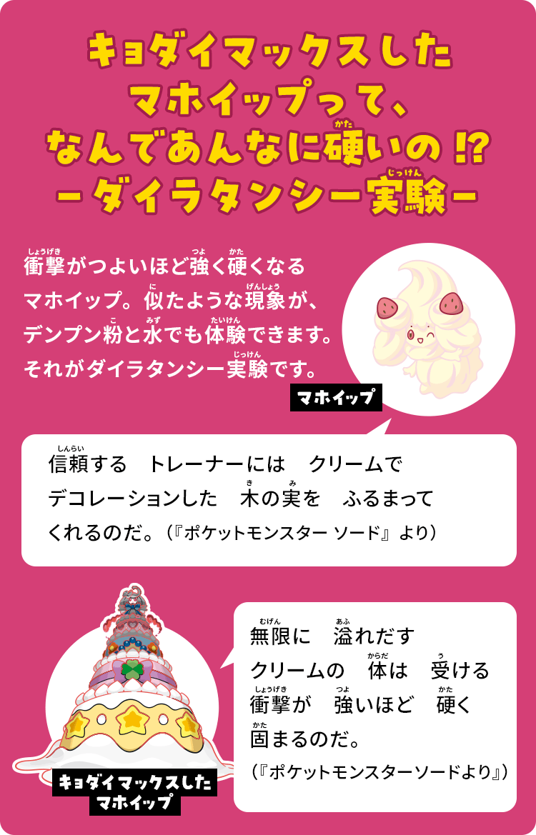 キョダイマックスしたマホイップって、なんであんなに硬いの!?－ダイラタンシー実験－